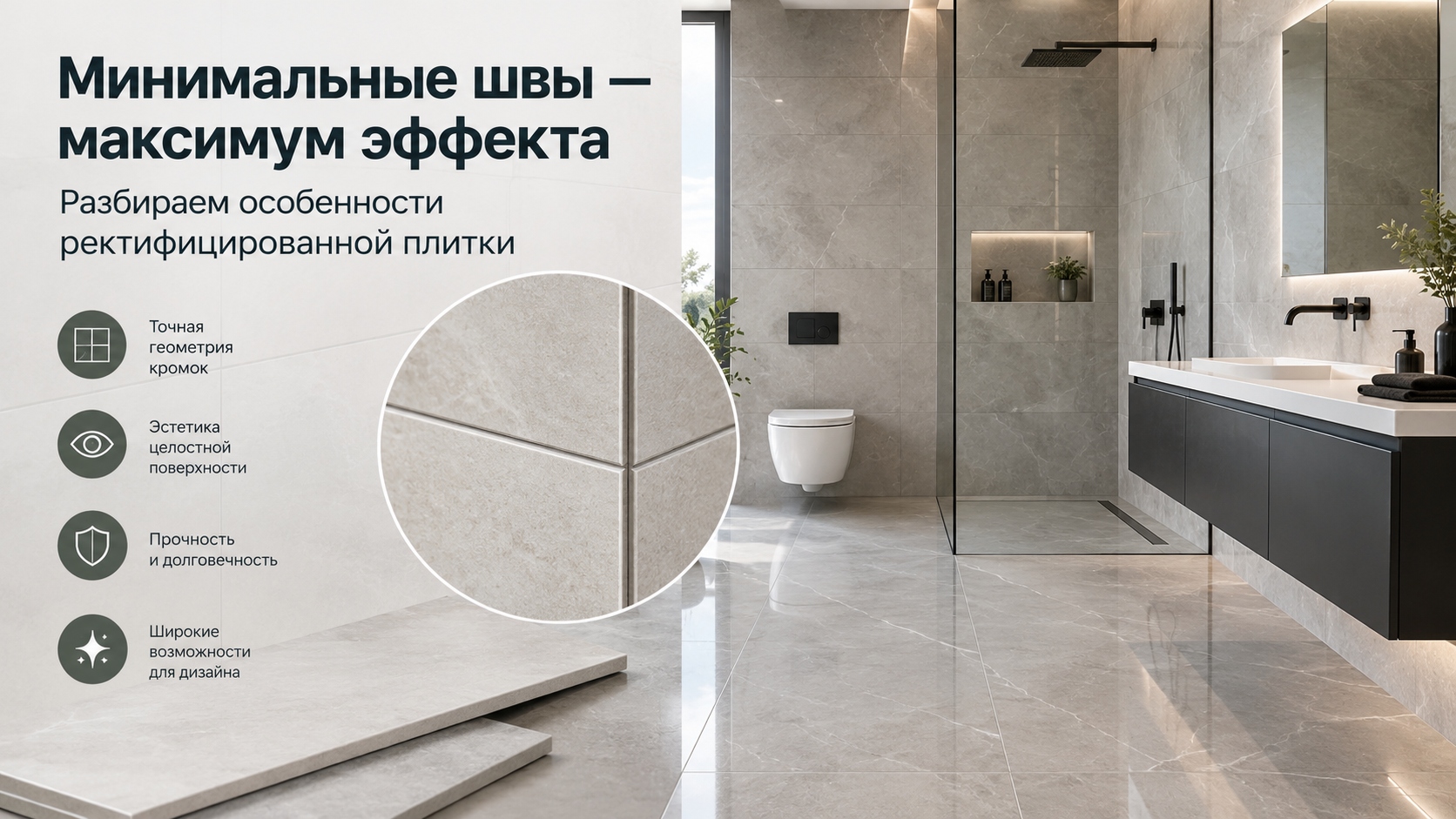 Минимальные швы — максимум эффекта: особенности ректифицированной плитки
